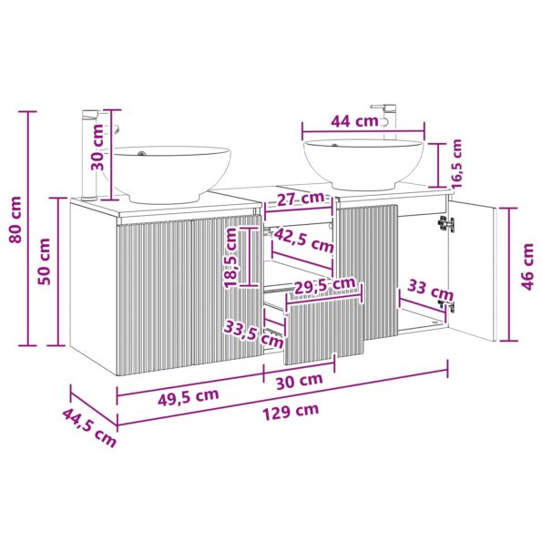 vidaXL Set kabinetov do kúpeľne 3 ks Biela 49,5 x 44,5 x 65 cm – Obrázok 12