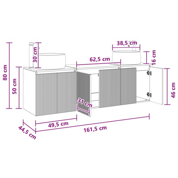 vidaXL Set kabinetov do kúpeľne 3 ks Dub artisan 49,5 x 44,5 x 66 cm – Obrázok 12