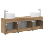 vidaXL Set kabinetov do kúpeľne 3 ks Dub artisan 49,5 x 44,5 x 66 cm – Obrázok 7