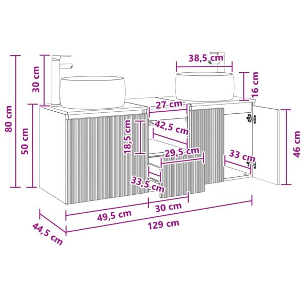 vidaXL Set kabinetov do kúpeľne 3 ks Čierna 49,5 x 44,5 x 66 cm – Obrázok 12