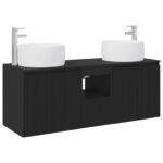 vidaXL Set kabinetov do kúpeľne 3 ks Čierna 49,5 x 44,5 x 66 cm – Obrázok 2