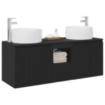 vidaXL Set kabinetov do kúpeľne 3 ks Čierna 49,5 x 44,5 x 66 cm – Obrázok 3
