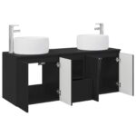 vidaXL Set kabinetov do kúpeľne 3 ks Čierna 49,5 x 44,5 x 66 cm – Obrázok 4