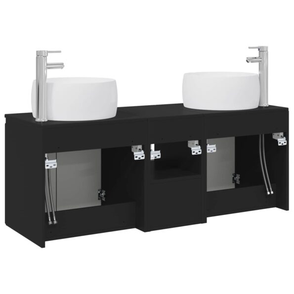 vidaXL Set kabinetov do kúpeľne 3 ks Čierna 49,5 x 44,5 x 66 cm – Obrázok 8