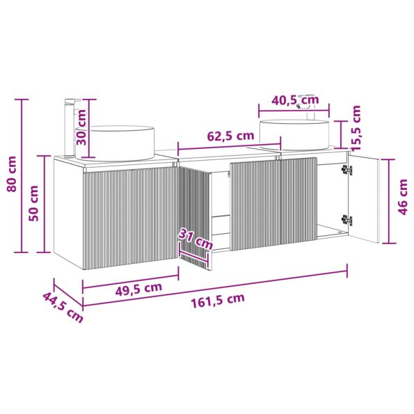 vidaXL Set kabinetov do kúpeľne 3 ks Sivý Sonoma 49,5 x 44,5 x 65,5 cm – Obrázok 11