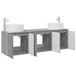 vidaXL Set kabinetov do kúpeľne 3 ks Sivý Sonoma 49,5 x 44,5 x 65,5 cm – Obrázok 3