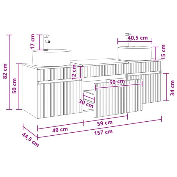 vidaXL Set kabinetov do kúpeľne 3 ks Dub sonoma 49 x 44,5 x 65 cm – Obrázok 10