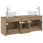 vidaXL Set kabinetov do kúpeľne 3 ks Dub artisan 49,5 x 35 x 63 cm – Obrázok 7