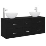 vidaXL Set kabinetov do kúpeľne 3 ks Čierny dub 49,5 x 41 x 64,5 cm – Obrázok 2