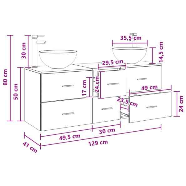 vidaXL Set kabinetov do kúpeľne 3 ks Staré drevo 49,5 x 41 x 64,5 cm – Obrázok 11