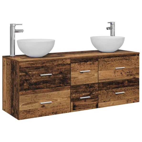 vidaXL Set kabinetov do kúpeľne 3 ks Staré drevo 49,5 x 41 x 64,5 cm – Obrázok 2