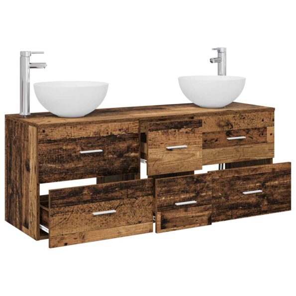 vidaXL Set kabinetov do kúpeľne 3 ks Staré drevo 49,5 x 41 x 64,5 cm – Obrázok 3