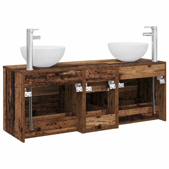 vidaXL Set kabinetov do kúpeľne 3 ks Staré drevo 49,5 x 41 x 64,5 cm – Obrázok 7