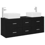 vidaXL Set kabinetov do kúpeľne 3 ks Čierna 49,5 x 41 x 63 cm – Obrázok 2