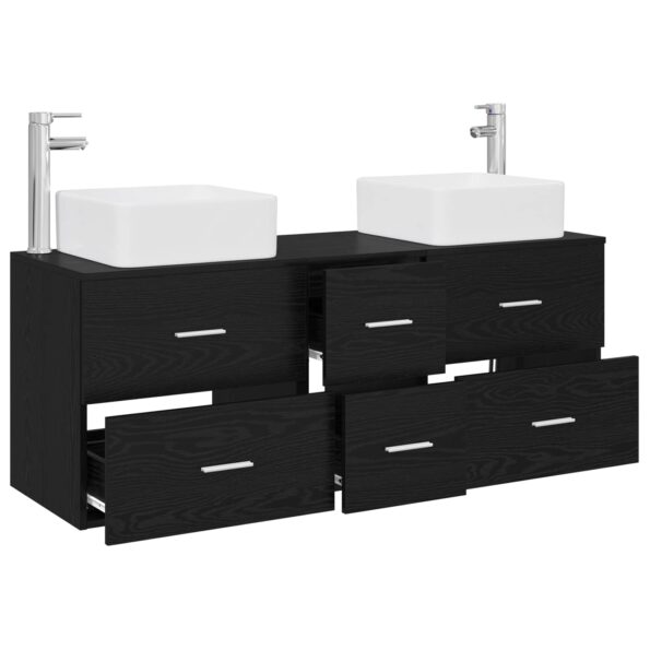 vidaXL Set kabinetov do kúpeľne 3 ks Čierna 49,5 x 41 x 63 cm – Obrázok 3