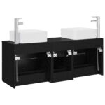 vidaXL Set kabinetov do kúpeľne 3 ks Čierna 49,5 x 41 x 63 cm – Obrázok 7