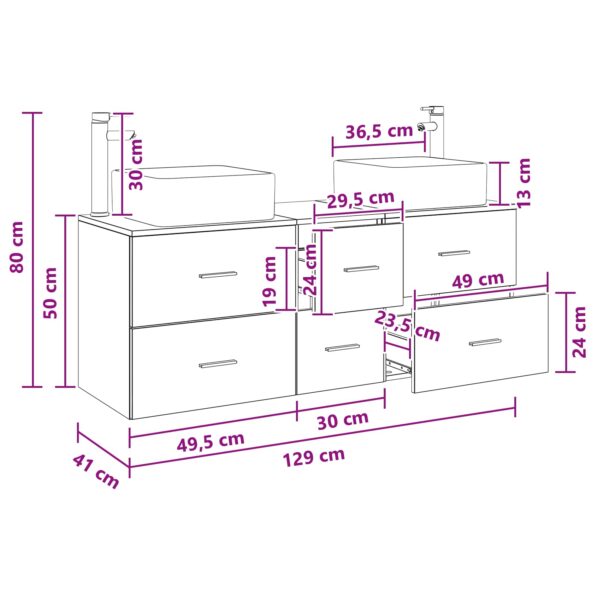 vidaXL Set kabinetov do kúpeľne 3 ks Dub sonoma 49,5 x 41 x 63 cm – Obrázok 11