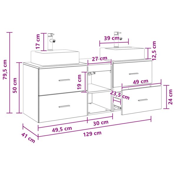 vidaXL Set kabinetov do kúpeľne 3 ks Biela 49,5 x 41 x 62,5 cm – Obrázok 11