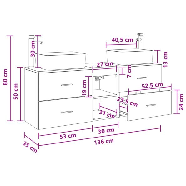 vidaXL Set kabinetov do kúpeľne 3 ks Sivý Sonoma 53 x 34,5 x 63 cm – Obrázok 12