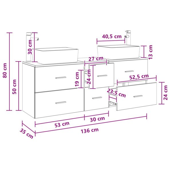 vidaXL Set kabinetov do kúpeľne 3 ks Sivý Sonoma 53 x 34,5 x 63 cm – Obrázok 11