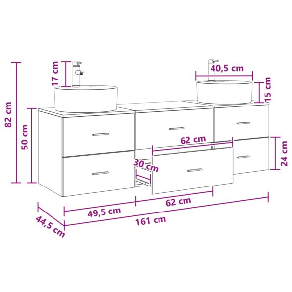 vidaXL Set kabinetov do kúpeľne 3 ks Čierna 62,5 x 44,5 x 50 cm – Obrázok 10