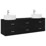 vidaXL Set kabinetov do kúpeľne 3 ks Čierna 62,5 x 44,5 x 50 cm – Obrázok 2