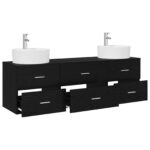 vidaXL Set kabinetov do kúpeľne 3 ks Čierna 62,5 x 44,5 x 50 cm – Obrázok 3
