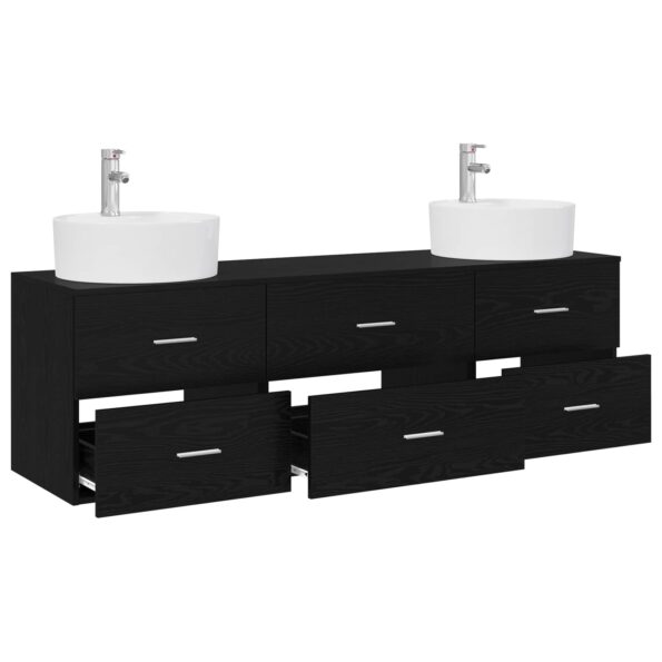 vidaXL Set kabinetov do kúpeľne 3 ks Čierna 62,5 x 44,5 x 50 cm – Obrázok 3