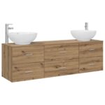 vidaXL Sada kúpeľňového nábytku 3 ks Dub artisan 49,5 x 44,5 x 65 cm – Obrázok 2