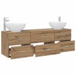 vidaXL Sada kúpeľňového nábytku 3 ks Dub artisan 49,5 x 44,5 x 65 cm – Obrázok 3