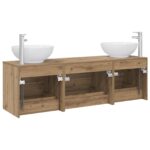 vidaXL Sada kúpeľňového nábytku 3 ks Dub artisan 49,5 x 44,5 x 65 cm – Obrázok 7