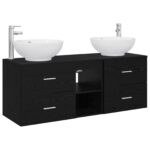 vidaXL Sada kúpeľňového nábytku 3 ks Čierna 49,5 x 44,5 x 65 cm – Obrázok 2