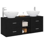 vidaXL Sada kúpeľňového nábytku 3 ks Čierna 49,5 x 44,5 x 65 cm – Obrázok 3