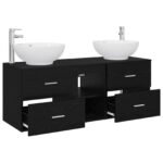 vidaXL Sada kúpeľňového nábytku 3 ks Čierna 49,5 x 44,5 x 65 cm – Obrázok 4