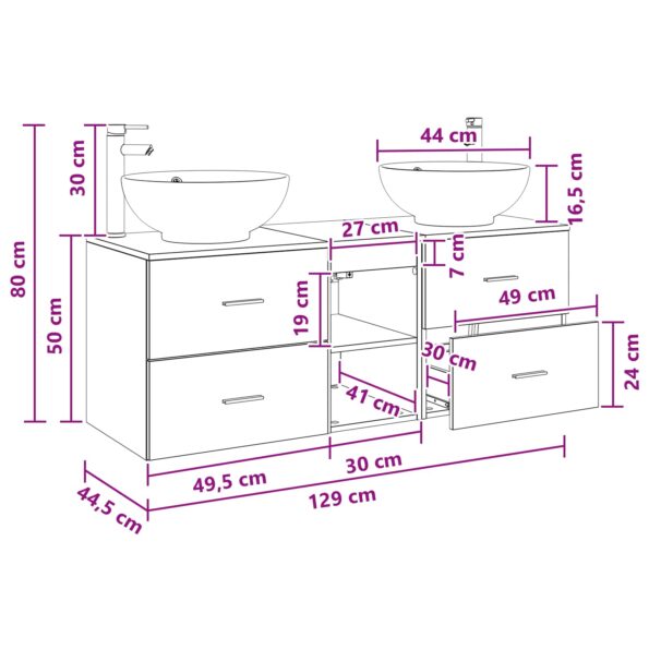 vidaXL Sada kúpeľňového nábytku 3 ks Staré drevo 49,5 x 44,5 x 65 cm – Obrázok 12