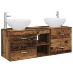vidaXL Sada kúpeľňového nábytku 3 ks Staré drevo 49,5 x 44,5 x 65 cm – Obrázok 2