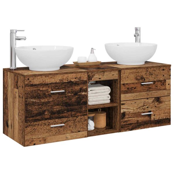 vidaXL Sada kúpeľňového nábytku 3 ks Staré drevo 49,5 x 44,5 x 65 cm – Obrázok 3