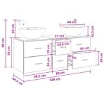 vidaXL Sada kúpeľňového nábytku 3 ks Dymový dub 49,5 x 44,5 x 65 cm – Obrázok 11