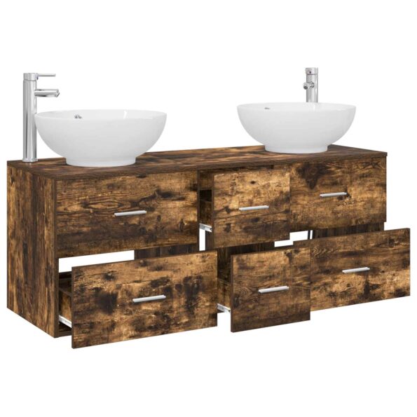 vidaXL Sada kúpeľňového nábytku 3 ks Dymový dub 49,5 x 44,5 x 65 cm – Obrázok 3