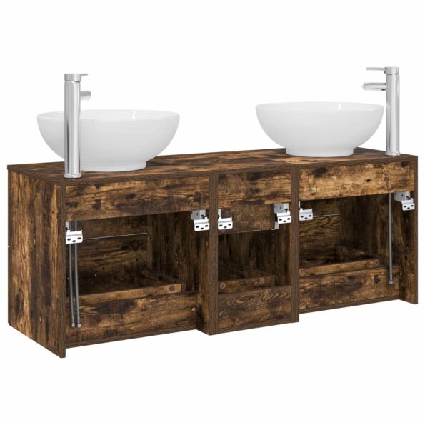 vidaXL Sada kúpeľňového nábytku 3 ks Dymový dub 49,5 x 44,5 x 65 cm – Obrázok 7