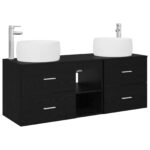 vidaXL Sada kúpeľňového nábytku 3 ks Čierna 49,5 x 44,5 x 66 cm – Obrázok 2