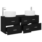 vidaXL Sada kúpeľňového nábytku 3 ks Čierna 49,5 x 44,5 x 66 cm – Obrázok 3