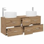 vidaXL Sada kúpeľňového nábytku 3 ks Dub artisan 49,5 x 44,5 x 66 cm – Obrázok 3