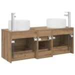 vidaXL Sada kúpeľňového nábytku 3 ks Dub artisan 49,5 x 44,5 x 66 cm – Obrázok 7