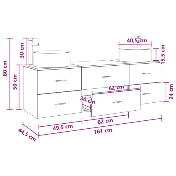 vidaXL Sada kúpeľňového nábytku 3 ks Sivý Sonoma 49,5 x 44,5 x 65,5 cm – Obrázok 11