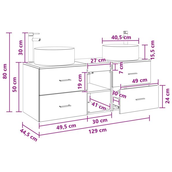 vidaXL Sada kúpeľňového nábytku 3 ks Čierna 49,5 x 44,5 x 65,5 cm – Obrázok 11