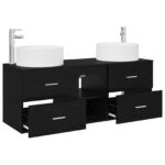 vidaXL Sada kúpeľňového nábytku 3 ks Čierna 49,5 x 44,5 x 65,5 cm – Obrázok 4