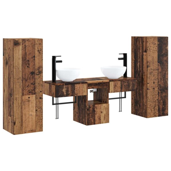 vidaXL Sada kúpeľňového nábytku 5 ks Staré drevo 33 x 34,5 x 100 cm – Obrázok 2