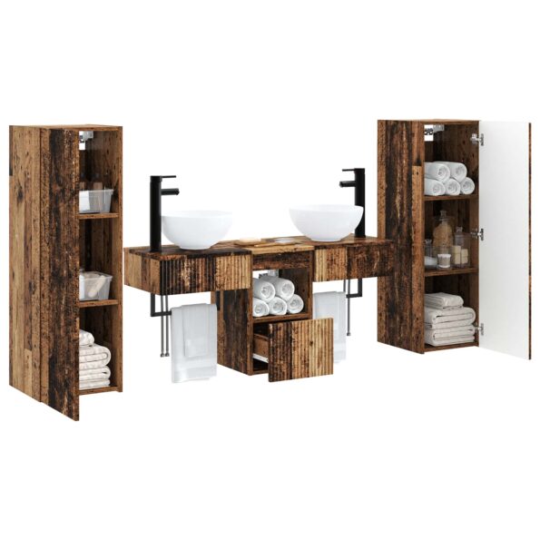 vidaXL Sada kúpeľňového nábytku 5 ks Staré drevo 33 x 34,5 x 100 cm – Obrázok 3