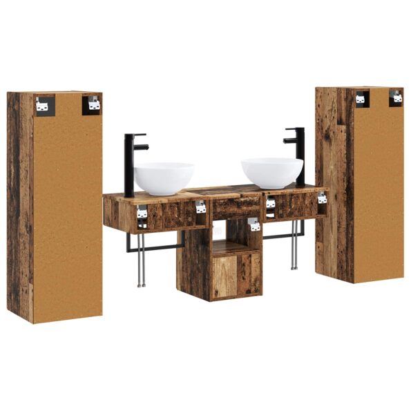 vidaXL Sada kúpeľňového nábytku 5 ks Staré drevo 33 x 34,5 x 100 cm – Obrázok 7